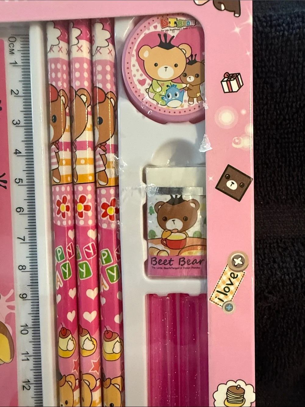 Pink Bear Kids Stationery Set - Cute School Supplies